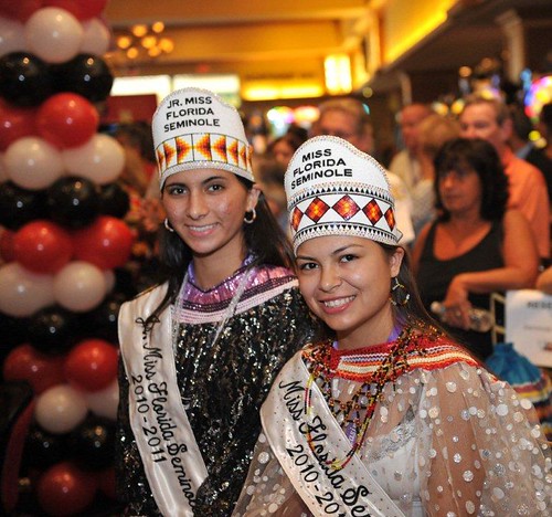 Miss Florida Seminole and Junior Miss Florida Seminole at the First Hand of Blackjack Ceremony at Seminole Casino Coconut Creek