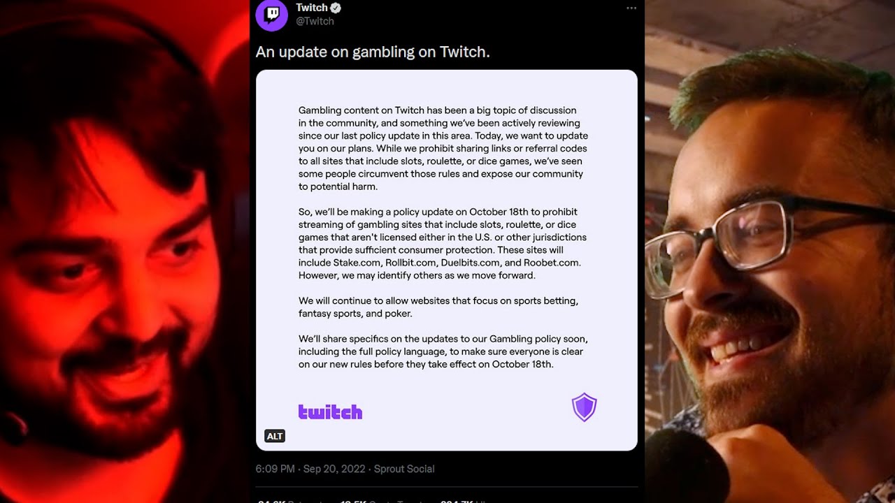 TWITCH ACTUALLY BANNED GAMBLING...